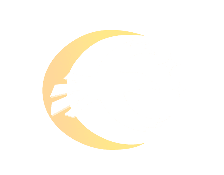 The Cured Crow emblem: a soaring crow over a gold crescent moon